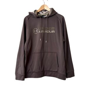 Under‎ Armour Man's Coldgear  Brown Hoodie Camo Pocket Sweatshirt Medium